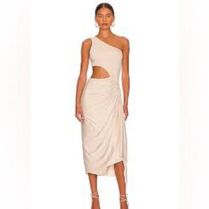 - L’ Academie Lara Cut Out Midi Dress in Ivory Sz S
